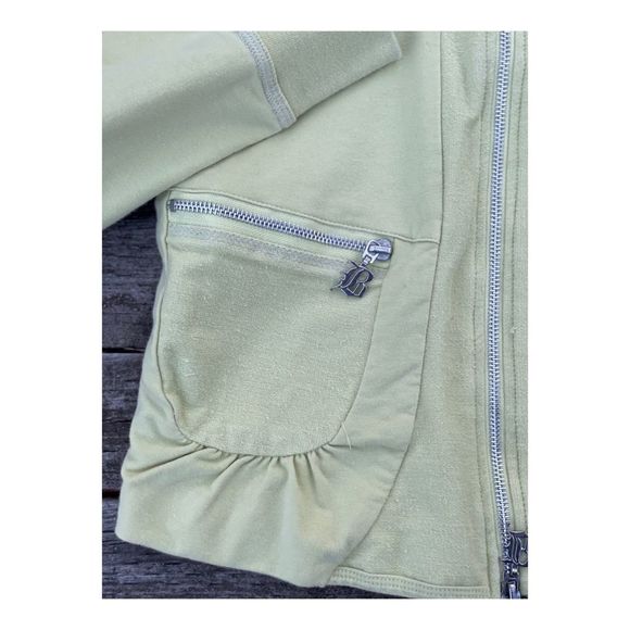 BCBGMaxazria Y2K Track Suit Chartreuse Flare Cuff Stretch Jersey Knit Sz M - Picture 9 of 16